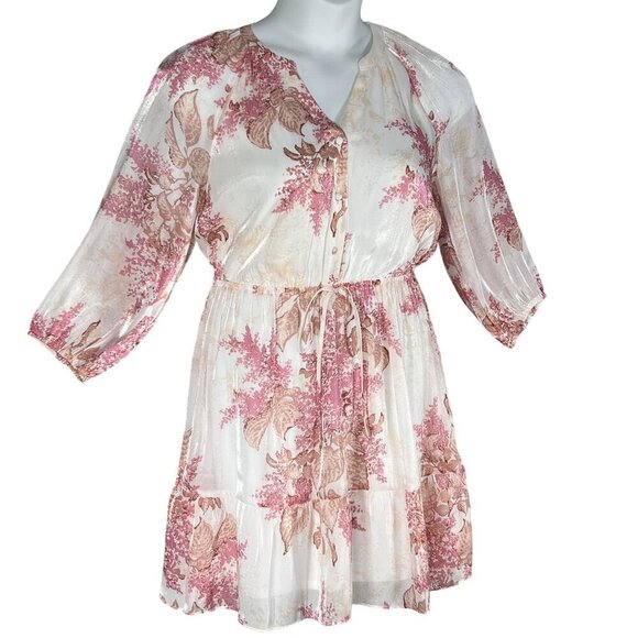Lauren Conrad Womens M Floral Chiffon Tiered Ruffle Dress Feminine Cottagecore - Picture 8 of 16